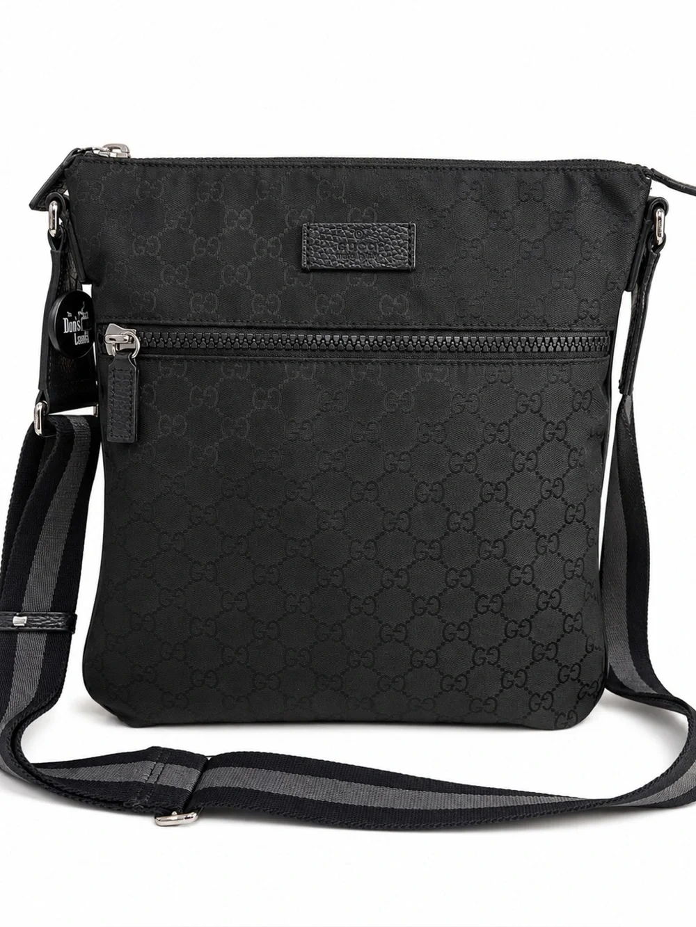 Authentic Gucci Black GG Monogram Canvas Messenger Crossbody Bag Entrupy Authent